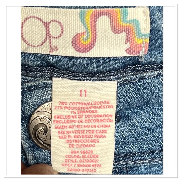 Op Ocean Pacific Jeans Denim Acid Washed Spattered Spots Sz 11 - Picture 7 of 8